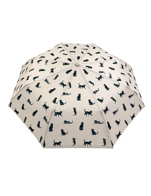 Ombrello pieghevole automatico decorato con gatti, include astuccio, con 8 raggi, antivento